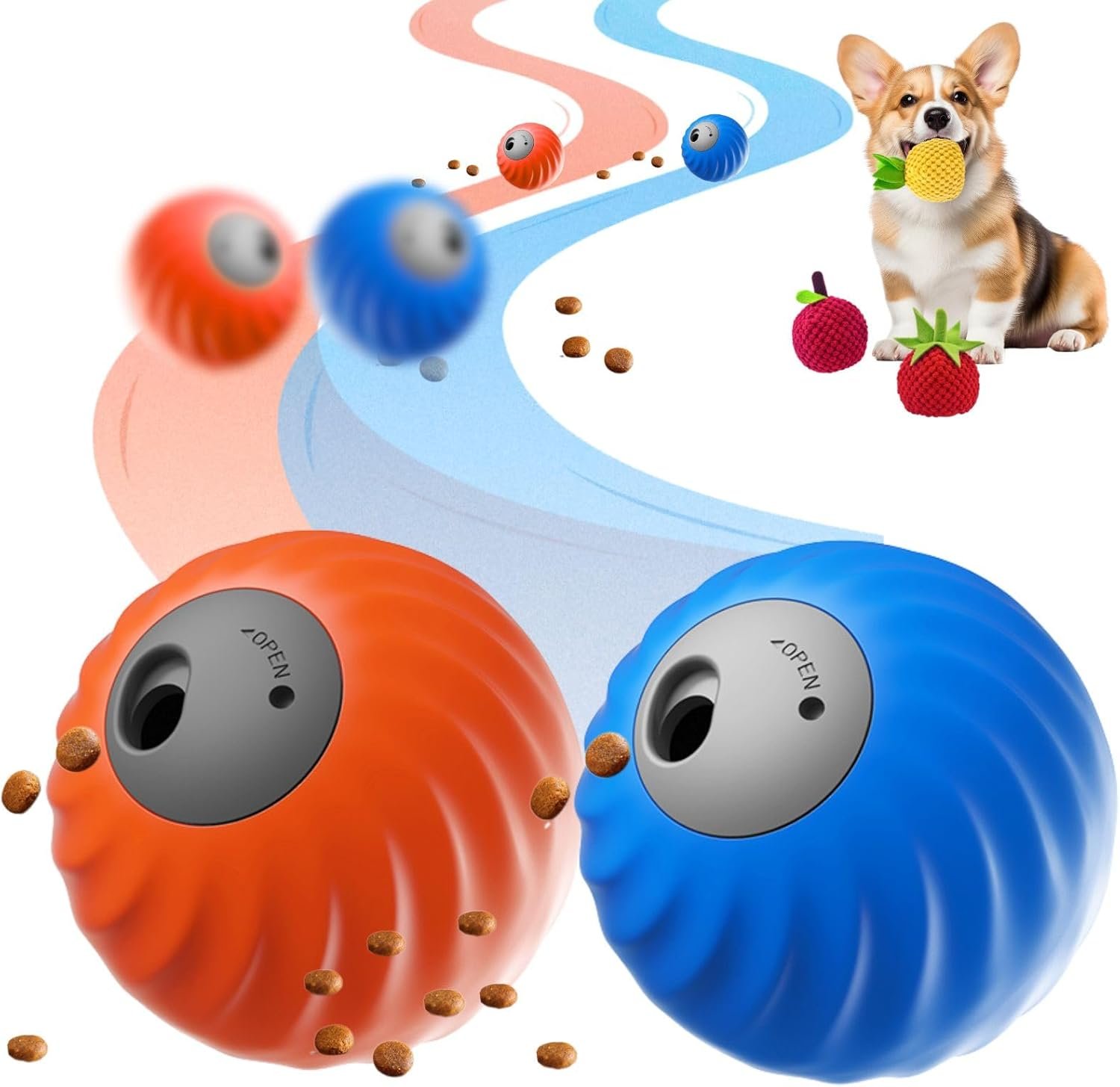 Smart touch interactive dog toy automatic rolling feeding 283 diameter usb c rechargeable suitable for smallmedium dogs 1