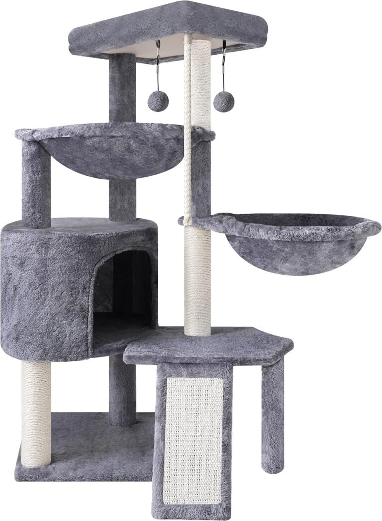 Xin three layer cat tree with cat condo and two hammocksgrey