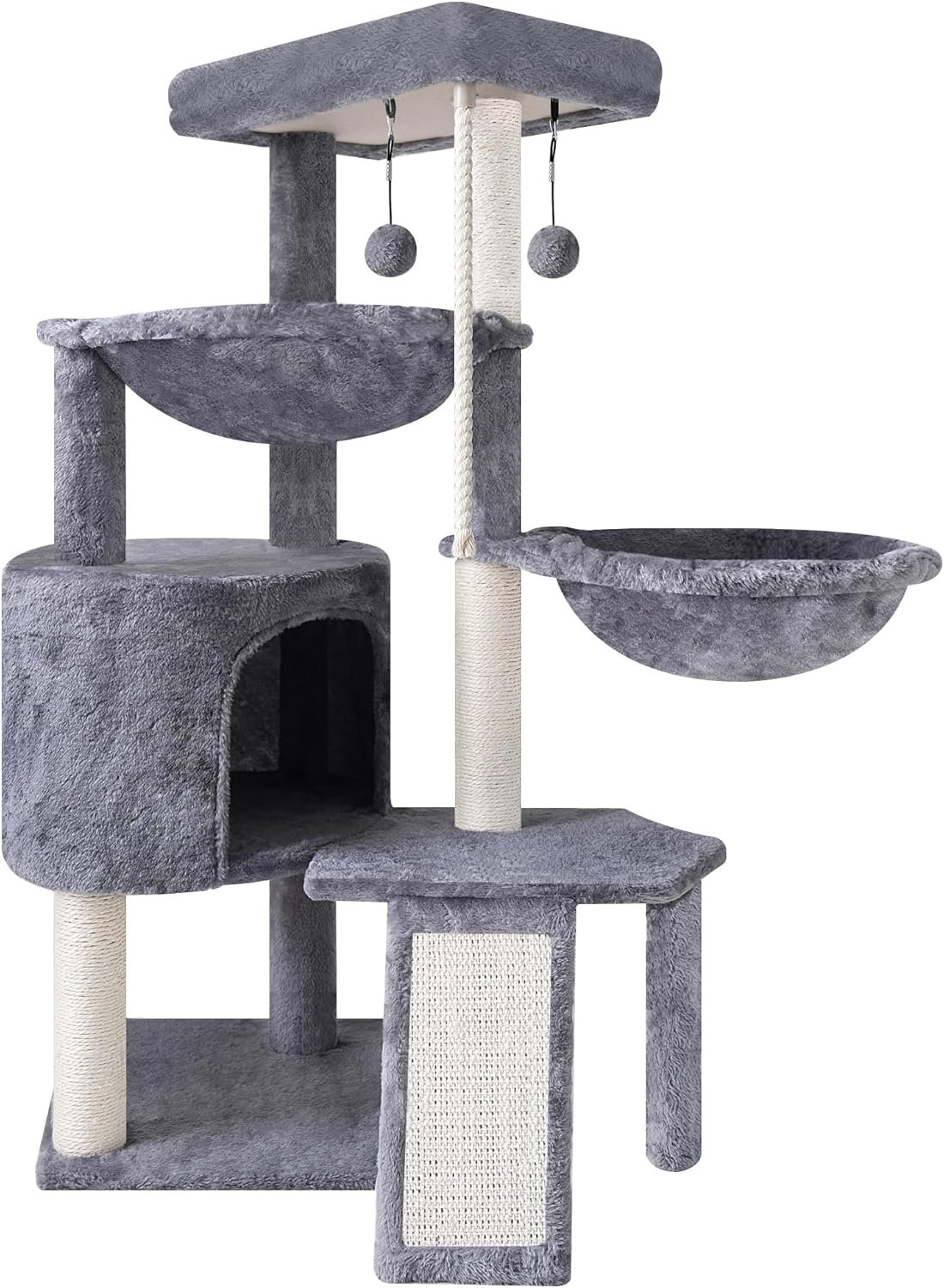 Xin three layer cat tree with cat condo and two hammocksgrey