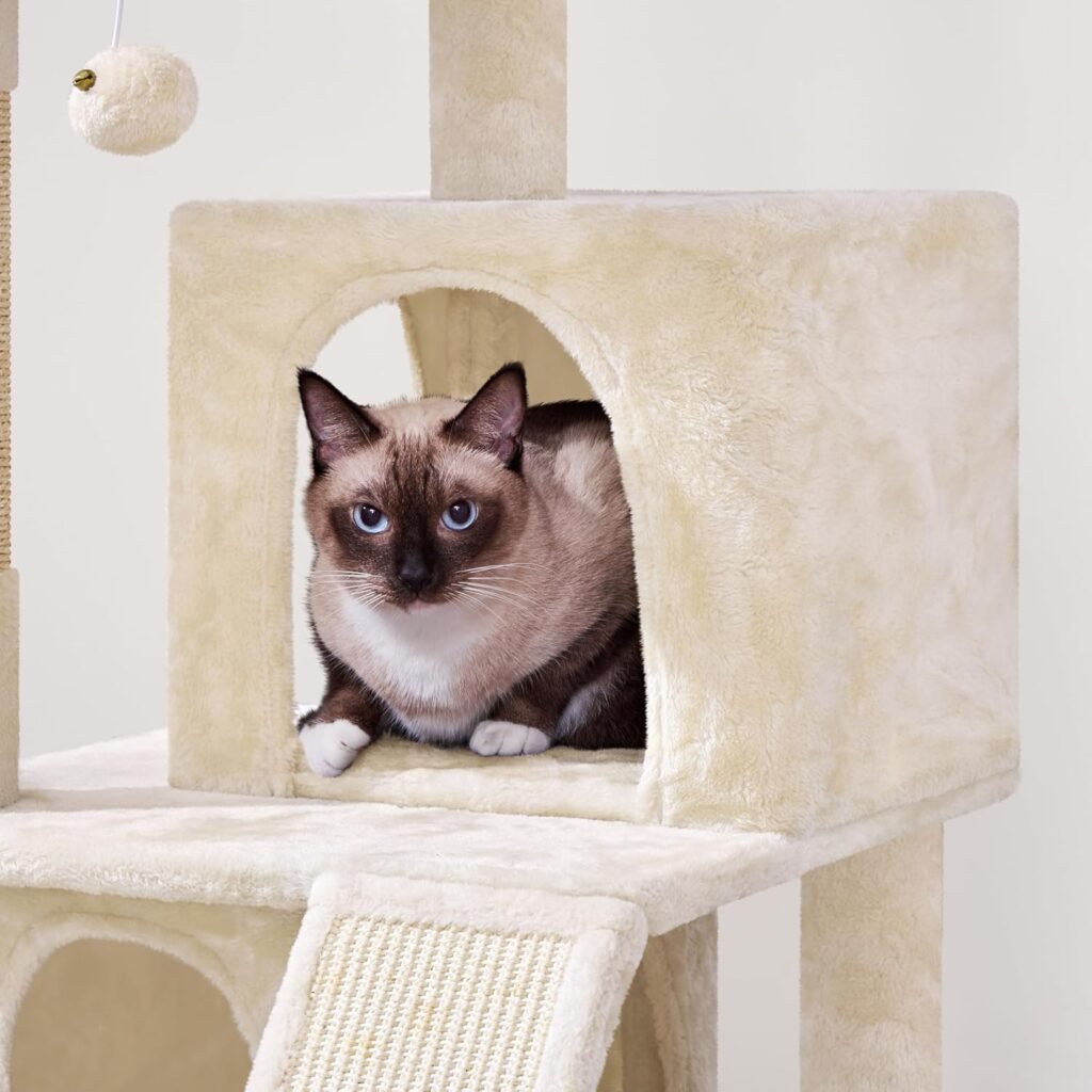 Yaheetech Cat Tree for Indoor Pets, 36in Tower Condo w/Extra Large Perch, Scratching Posts, Board, Dangling Ball, Play Structure for Kittens  Adult Cats