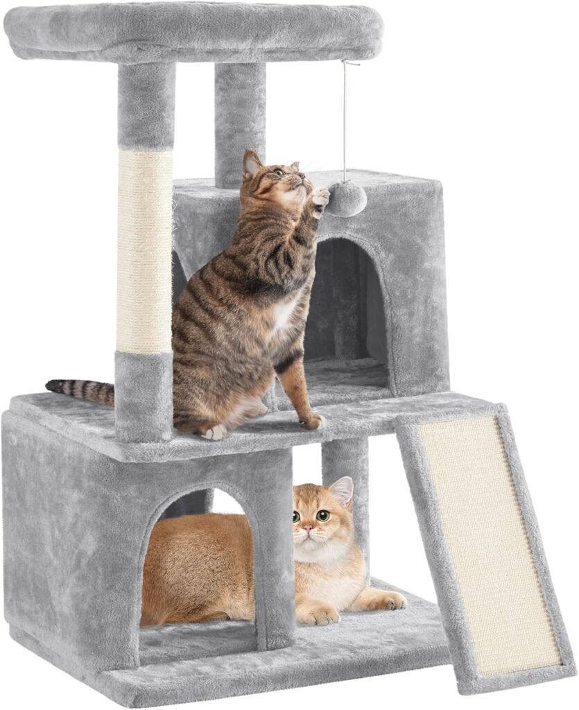 Yaheetech Cat Tree for Indoor Pets, 36in Tower Condo w/Extra Large Perch, Scratching Posts, Board, Dangling Ball, Play Structure for Kittens  Adult Cats