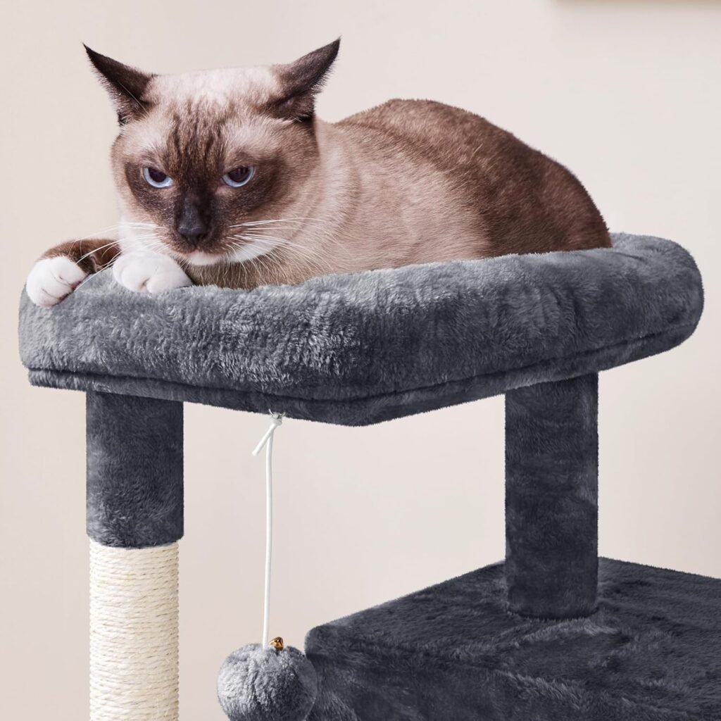 Yaheetech Cat Tree for Indoor Pets, 36in Tower Condo w/Extra Large Perch, Scratching Posts, Board, Dangling Ball, Play Structure for Kittens  Adult Cats