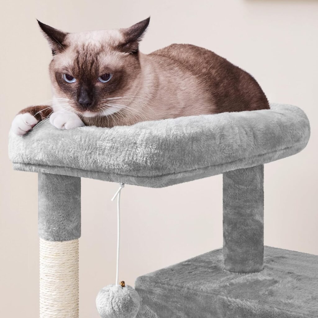 Yaheetech Cat Tree for Indoor Pets, 36in Tower Condo w/Extra Large Perch, Scratching Posts, Board, Dangling Ball, Play Structure for Kittens  Adult Cats