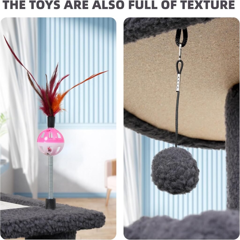 YUNIQUE Cat Tree with Cat Condo and Big Hammock, Grey