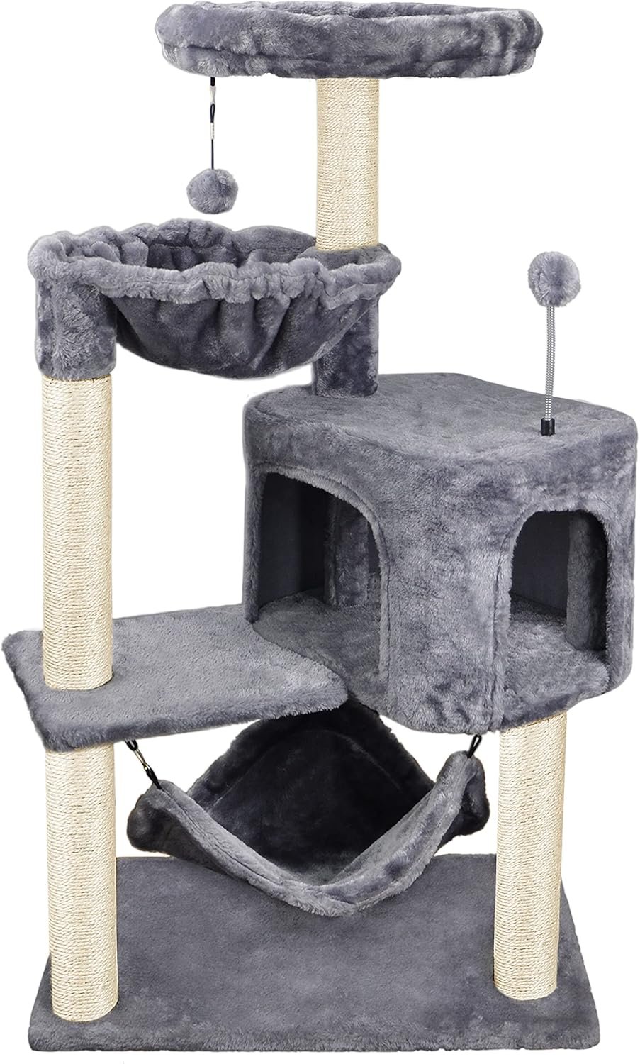 Yunique cat tree with cat condo and big hammock grey