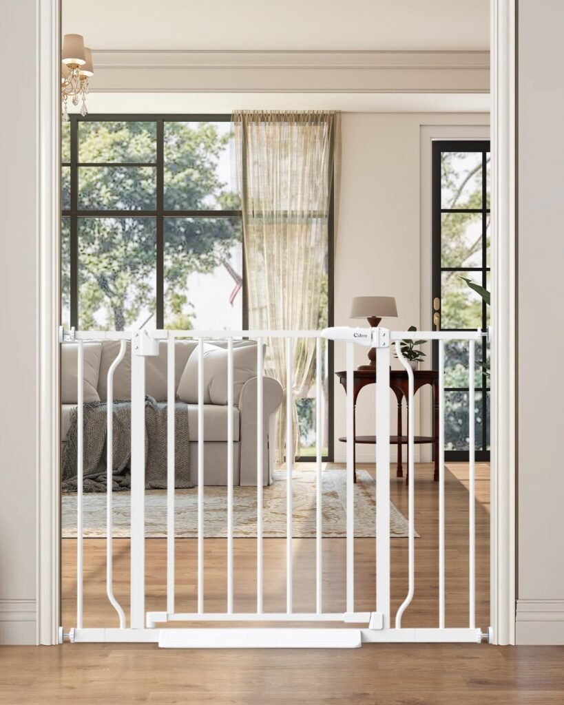 Baby Gate No Drilling, 29-40 Auto Close Dog Gate Indoor for Doorways Stairs, Pressure Mounted Adjustable Pet Gate, Easy Walk Through Child Gate for Children Pets Stroller Friendly, White Baby Gate No Drilling, 29-40 Auto Close Dog Gate Indoor for Doorways Stairs, Pressure Mounted Adjustable Pet Gate, Easy Walk Through Child Gate for Children Pets Stroller Friendly, White