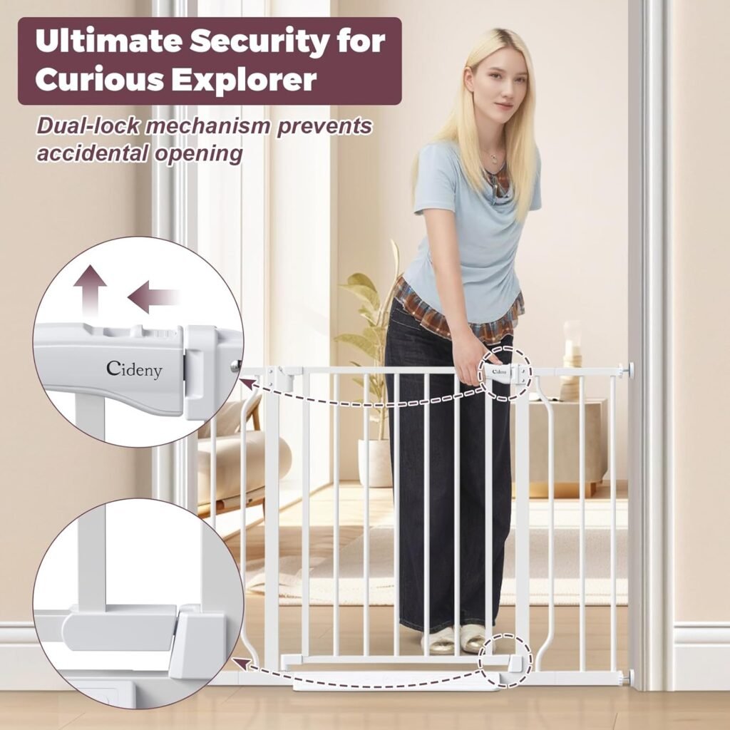 Baby Gate No Drilling, 29-40 Auto Close Dog Gate Indoor for Doorways Stairs, Pressure Mounted Adjustable Pet Gate, Easy Walk Through Child Gate for Children Pets Stroller Friendly, White Baby Gate No Drilling, 29-40 Auto Close Dog Gate Indoor for Doorways Stairs, Pressure Mounted Adjustable Pet Gate, Easy Walk Through Child Gate for Children Pets Stroller Friendly, White
