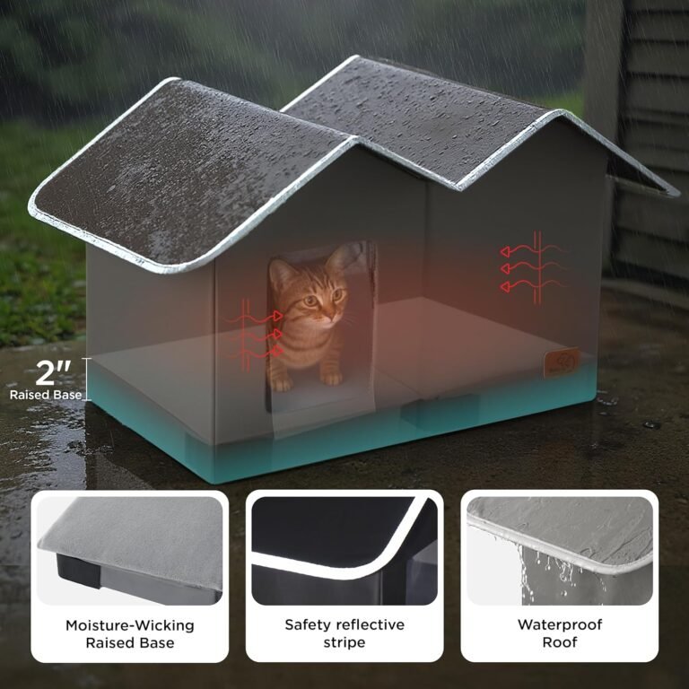 Bedsure weatherproof outdoor cat house extra wide insulated feral cat shelter with raised base in winter waterproof outs