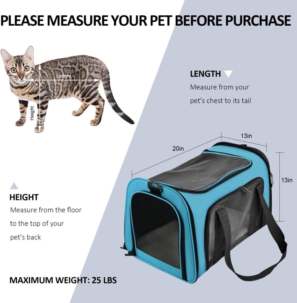 Cat Carriers Dog Carrier Pet Carrier For Small / Medium Cats Dogs Puppies (Up To 15lbs), TSA Airline Approved Small Dog Carrier Soft Sided, Collapsible Waterproof Travel Puppy Carrier - Grey