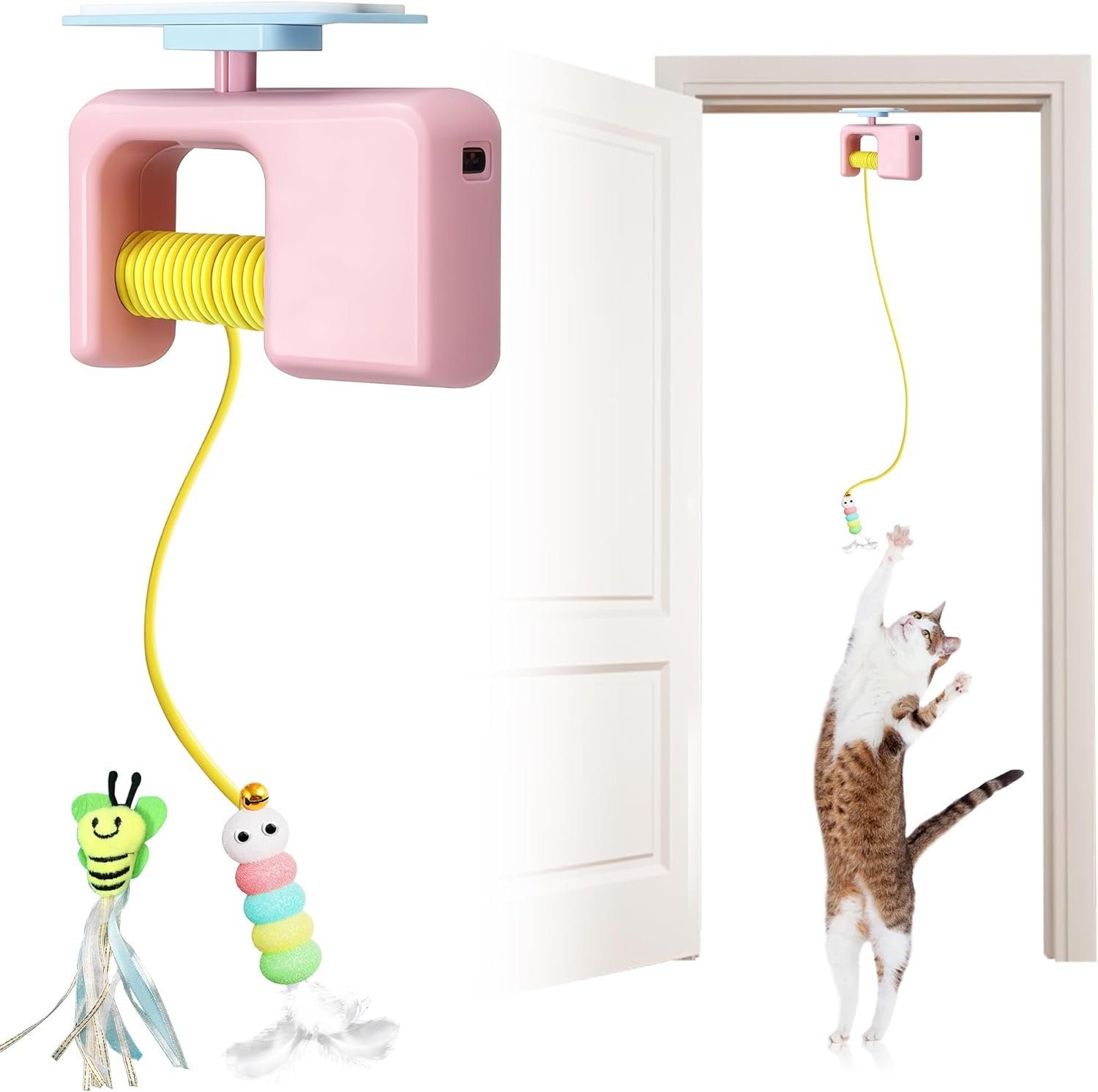 Interactive automatic cat toy for indoor cats automatic electric door hanging cat toy automatic play chase exercise feat