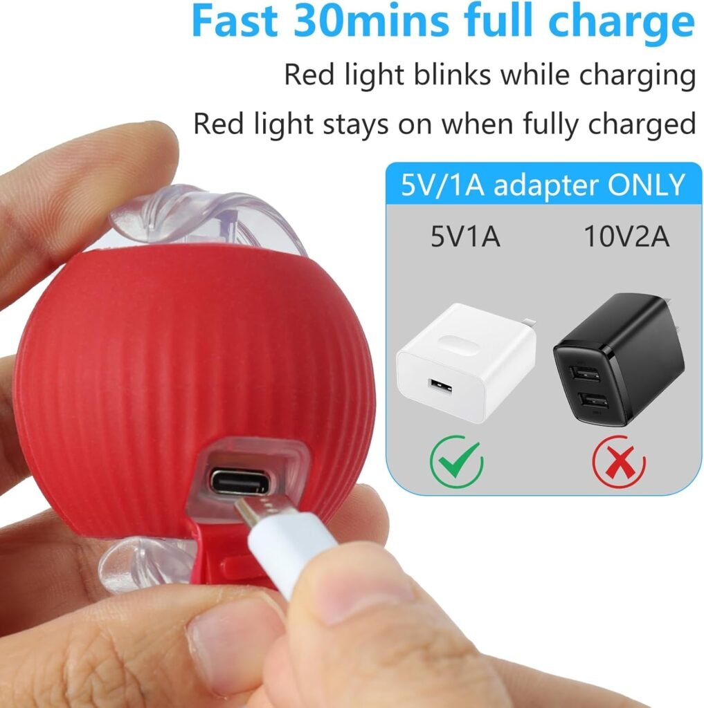 Interactive Cat Toys for Indoor Cats, 2025 New Generation Interactive Cat Ball Toy with Elastic Mesh Tail, Automatic Cat/Kitten Toys with Chirping Motion Activate, Cat Toys for Bored Indoor(Red)