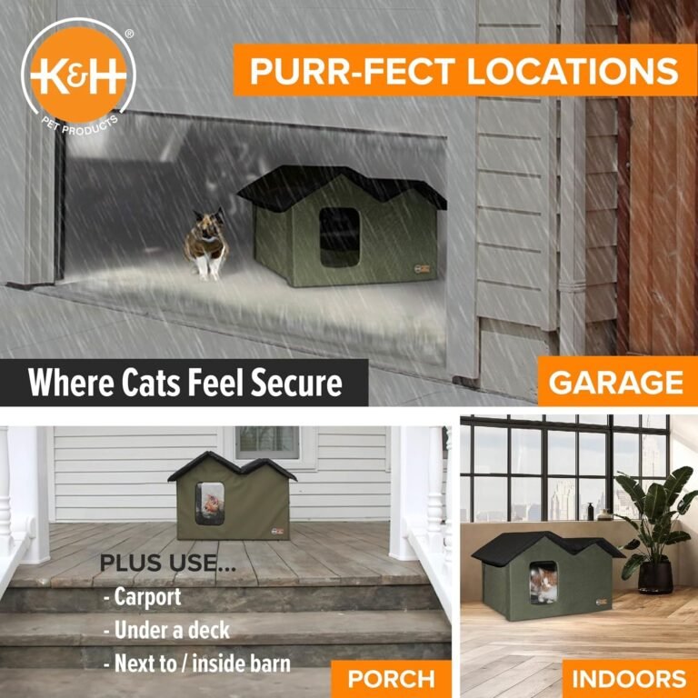 Kh pet products extra wide heated outdoor cat house for outside pets in winter weatherproof outdoor house for ferals ins