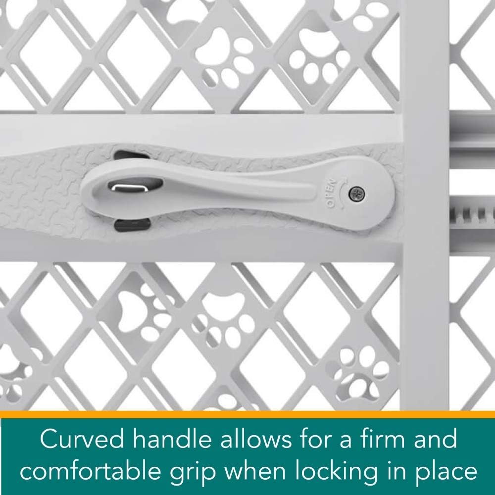 MYPET North States Paws Portable Pet Gate: 26-40 Wide. Pressure Mount. No tools needed. Made in USA. Dog Gate 23 Tall, Expandable, Durable Dog Gates for Doorways, Light Gray