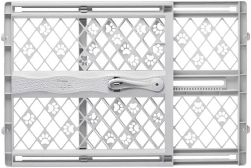 MYPET North States Paws Portable Pet Gate: 26-40 Wide. Pressure Mount. No tools needed. Made in USA. Dog Gate 23 Tall, Expandable, Durable Dog Gates for Doorways, Light Gray