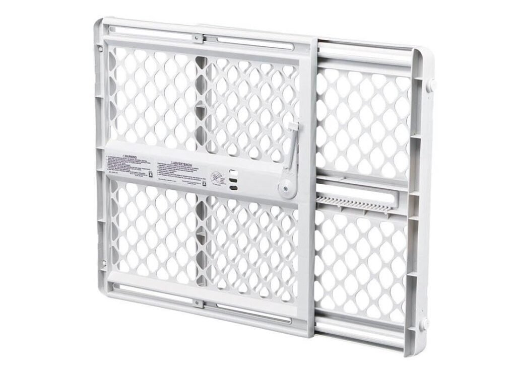 MYPET North States Universal Pet Gate: 26” - 42” Wide Dog Gate. Can be Pressure Mounted or used as Swinging Door with Included Hardware. Dog Gates for Doorways, 26 Tall, Gray
