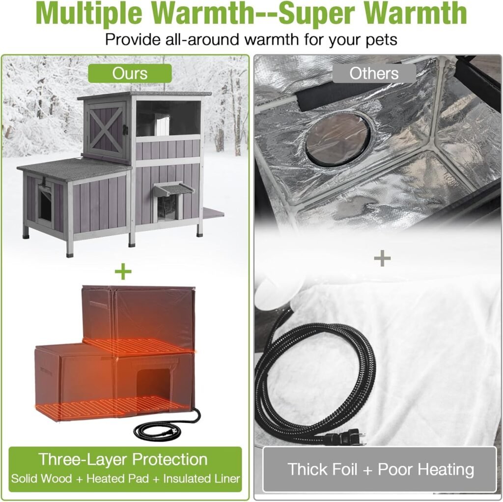 Outdoor Cat House with Insulated Liner Weatherproof Feral Cat Shelter for Winter