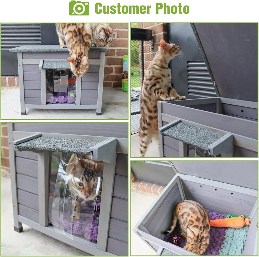 Outdoor Cat House with Insulated Liner Weatherproof Feral Cat Shelter for Winter