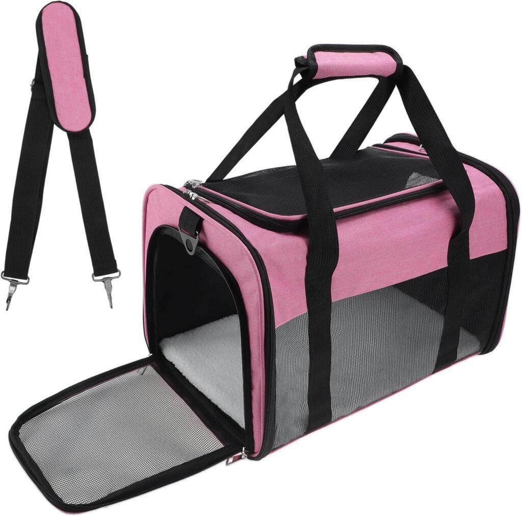 Pet Carrier, Breathable Mesh Design, Soft Cat Carrier with Shoulder Strap, Comfortable Travel Solution, Grey Pet Carrier, Breathable Mesh Design, Soft Cat Carrier with Shoulder Strap, Comfortable Travel Solution, Grey