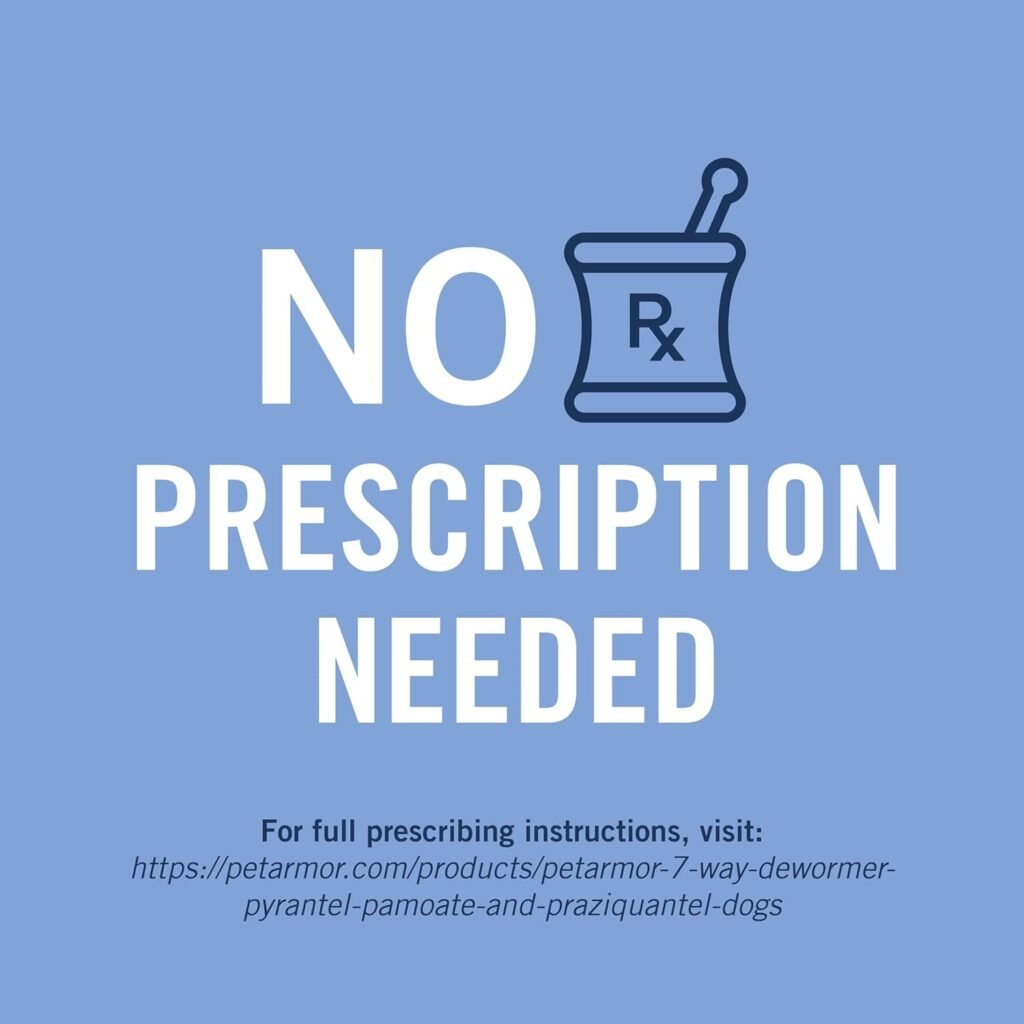 PetArmor 7 Way De-Wormer for Dogs, Oral Treatment for Tapeworm, Roundworm Hookworm in Large Dogs Puppies (Over 25 lbs), Worm Remover (Praziquantel Pyrantel Pamoate), 6 Flavored Chewables