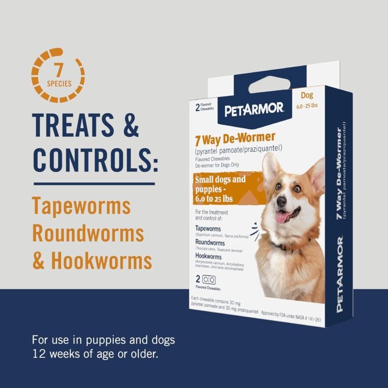 Petarmor 7 way de wormer for dogs oral treatment for tapeworm roundworm hookworm in large dogs puppies over 25 lbs worm 1