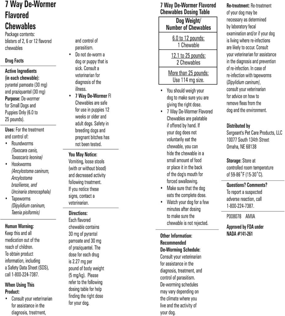 PetArmor 7 Way De-Wormer for Dogs, Oral Treatment for Tapeworm, Roundworm Hookworm in Small Dogs Puppies (6-25 lbs), Worm Remover (Praziquantel Pyrantel Pamoate), 6 Flavored Chewables PetArmor 7 Way De-Wormer for Dogs, Oral Treatment for Tapeworm, Roundworm Hookworm in Small Dogs Puppies (6-25 lbs), Worm Remover (Praziquantel Pyrantel Pamoate), 6 Flavored Chewables