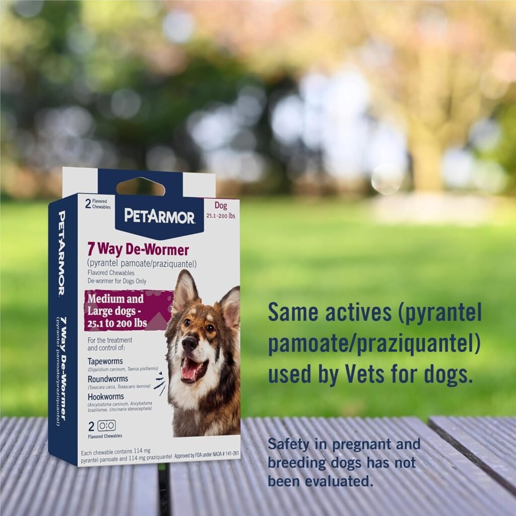 PetArmor 7 Way De-Wormer for Dogs, Oral Treatment for Tapeworm, Roundworm Hookworm in Small Dogs Puppies (6-25 lbs), Worm Remover (Praziquantel Pyrantel Pamoate), 6 Flavored Chewables PetArmor 7 Way De-Wormer for Dogs, Oral Treatment for Tapeworm, Roundworm Hookworm in Small Dogs Puppies (6-25 lbs), Worm Remover (Praziquantel Pyrantel Pamoate), 6 Flavored Chewables