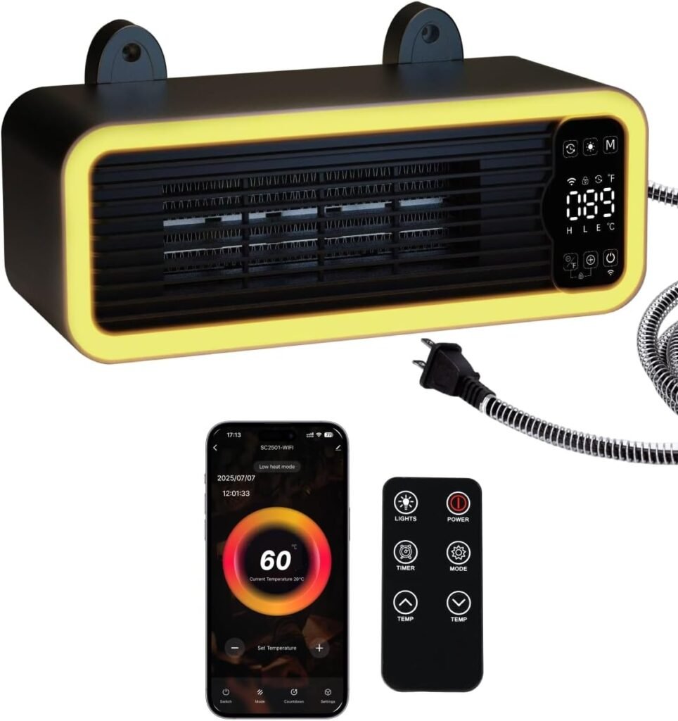 1200W Pet Heater for Dog House, Smart APP Remote Control Heater with 3-Temp Modes, Temperature Probe Digital Display, Safe Anti-Chew Cord, Under 45dB for Dog Houses, Cat Shelters Chicken Coops