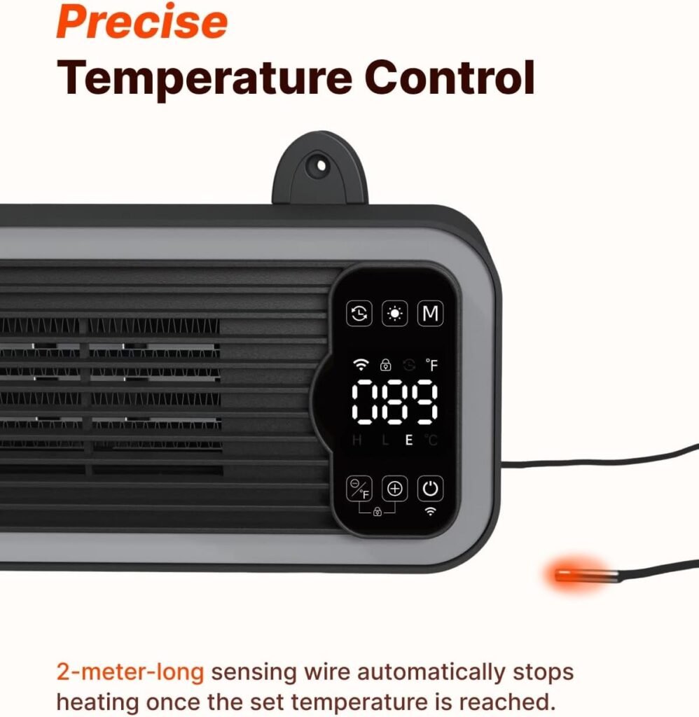 1200W Pet Heater for Dog House, Smart APP Remote Control Heater with 3-Temp Modes, Temperature Probe Digital Display, Safe Anti-Chew Cord, Under 45dB for Dog Houses, Cat Shelters Chicken Coops