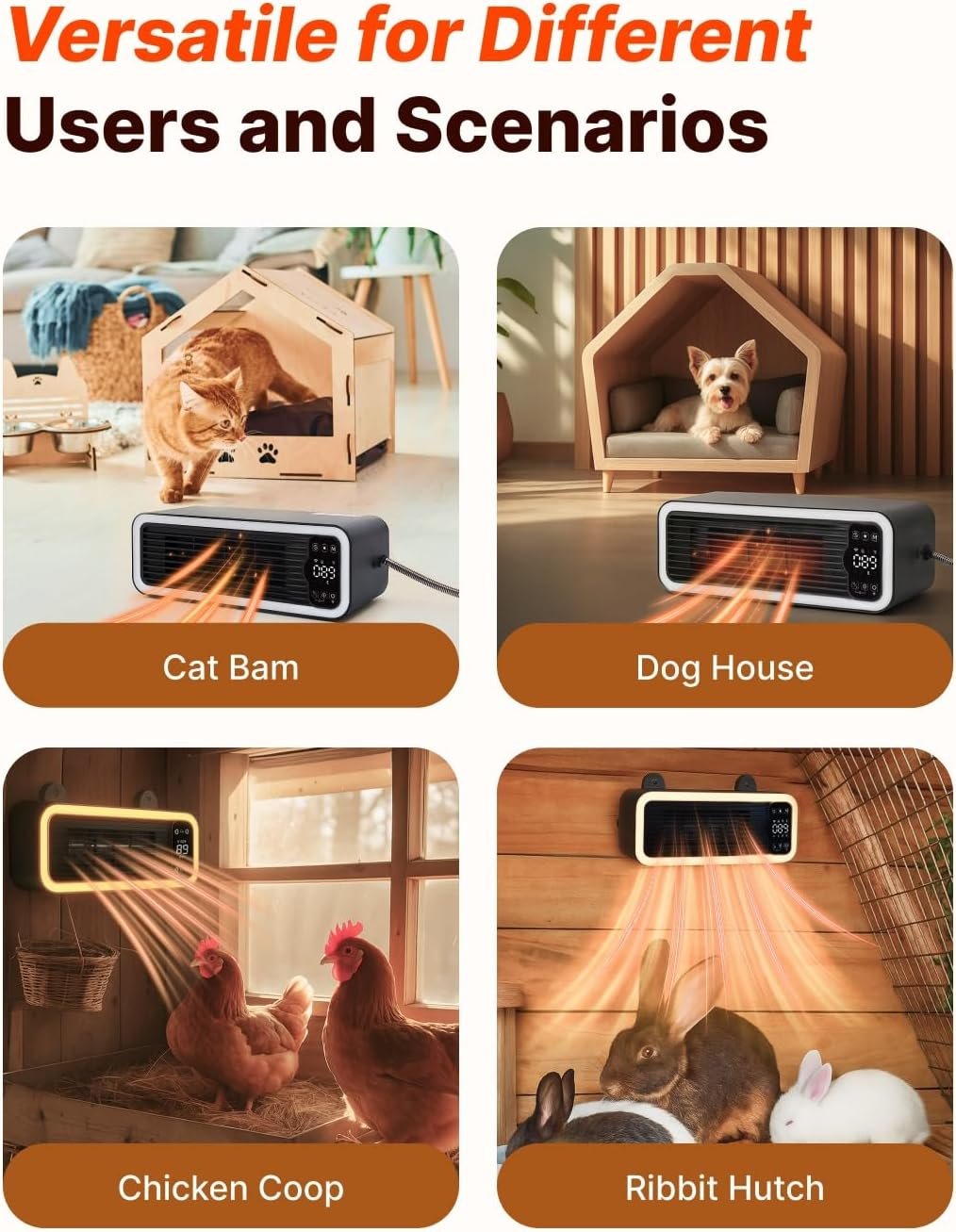 1200w pet heater for dog house smart app remote control heater with 3 temp modes temperature probe digital display safe 1