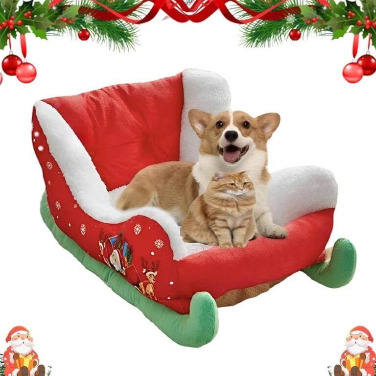 2025 new christmas sleigh dog bedsholiday plush pet bed with synthetic furinteresting red christmas cat dog bedwashable