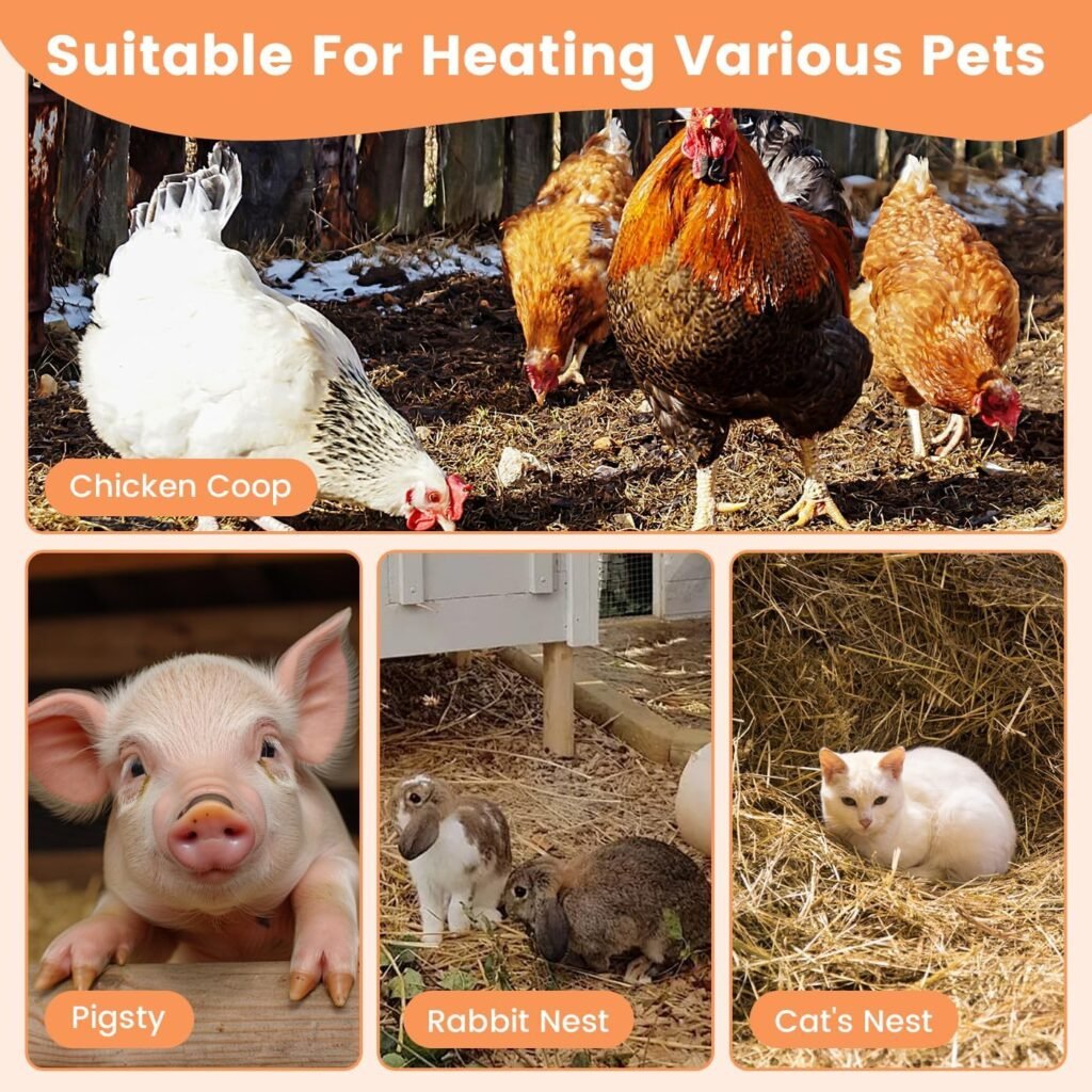 800W Dog House Heater, Wall Mount, 10ft Anti Bite Cord, Waterproof Control, Outdoor Pet Heater Warmer for Chicken Coop Kennel Barn Cat Cage Rabbit Livestock (800, Watts)