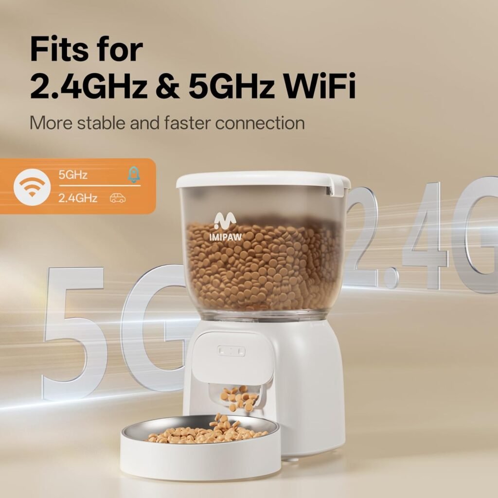 Automatic Cat Feeder WiFi: 5G Smart Auto Pet Feeder with App Remote Control- Timed Feeding Cat Food Dispenser with Airtight Lock-Fresh- Easy to Clean Dual Power Supply 1-10 Meals per Day