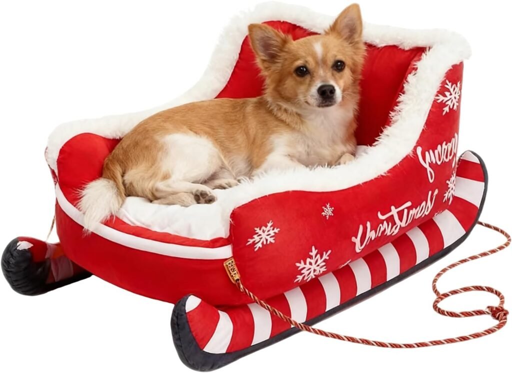 Christmas Sleigh Dog Bed - Funny Santa Sleigh Pet Warm Bed | Removable Washable Plush Pet Warm Sofa with Non-Slip Base | Christmas Cat Dog Nest for Winter Indoor Outdoor (M) Christmas Sleigh Dog Bed - Funny Santa Sleigh Pet Warm Bed | Removable Washable Plush Pet Warm Sofa with Non-Slip Base | Christmas Cat Dog Nest for Winter Indoor Outdoor (M)