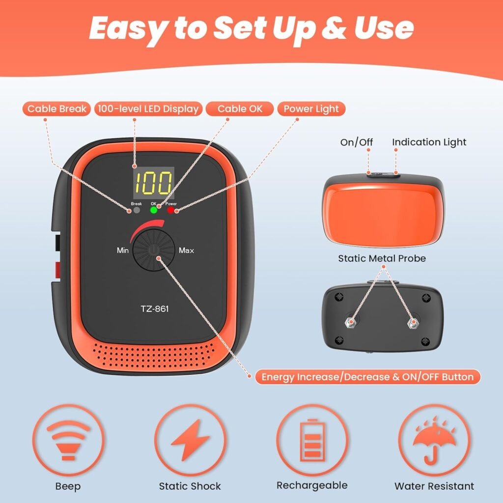 Electric Fence for Dogs, Rechargeable Underground Dog Fence System with 656Ft Wire, In Ground Dog Fence with 2 Waterproof Collar, Wired Dog Fence System Outdoor Training for Yard (for 2 Dogs)