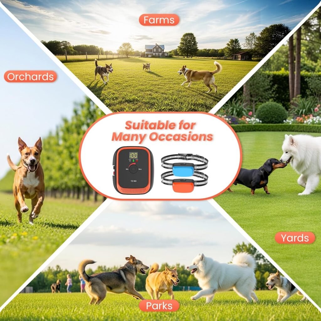 Electric Fence for Dogs, Rechargeable Underground Dog Fence System with 656Ft Wire, In Ground Dog Fence with 2 Waterproof Collar, Wired Dog Fence System Outdoor Training for Yard (for 2 Dogs)