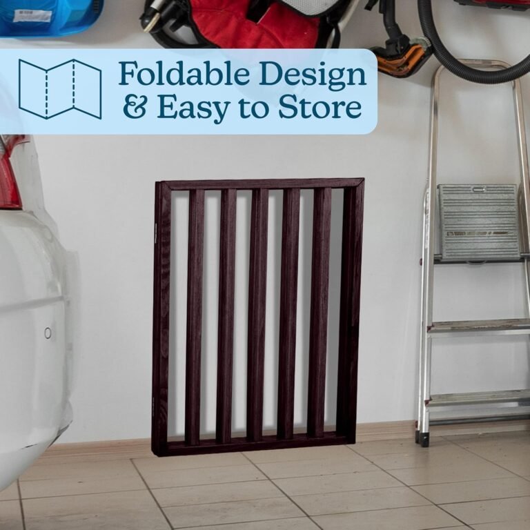 Pet gate 4 panel indoor foldable dog fence for stairs hallways or doorways 72x24 inch wood freestanding dog gates by pet