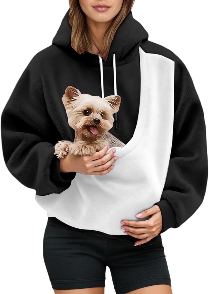 Pet Pouch Hoodies，Oversized Sweatshirt With Pocket Front Carry Pouch For Small And Cats,Puppy Kitten Dogs Holder 0
