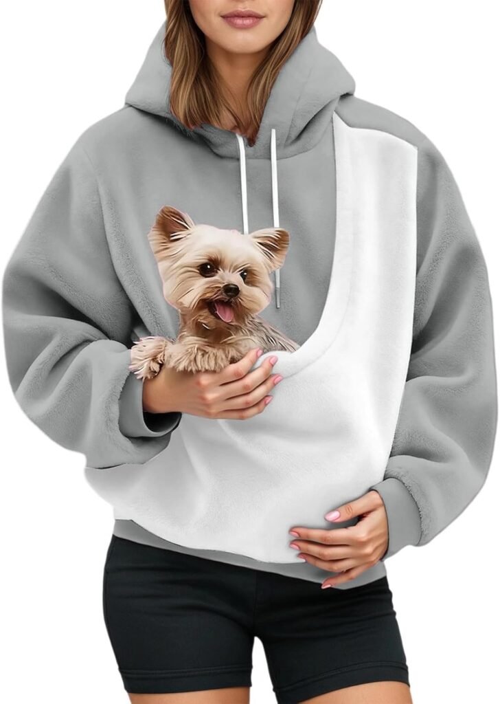 Pet Pouch Hoodies，Oversized Sweatshirt With Pocket Front Carry Pouch For Small And Cats,Puppy Kitten Dogs Holder 0