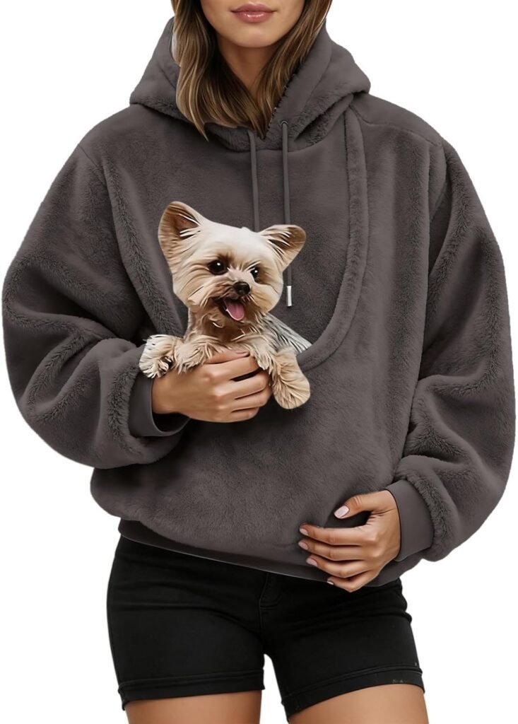 Pet Pouch Hoodies，Oversized Sweatshirt With Pocket Front Carry Pouch For Small And Cats,Puppy Kitten Dogs Holder 0