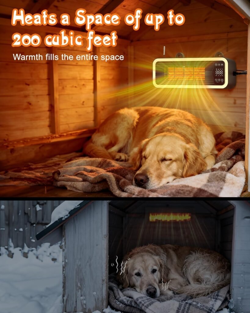 Smart WiFi Dog House Heater with Thermostat, 1200W Chew-Proof Outdoor Safe Pet Heater for Kennels, Eco-Mode Soft Light Smart WiFi Dog House Heater with Thermostat, 1200W Chew-Proof Outdoor Safe Pet Heater for Kennels, Eco-Mode Soft Light