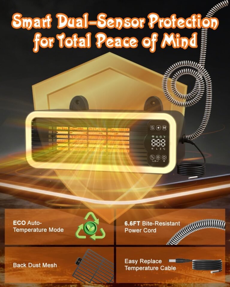 Smart wifi dog house heater with thermostat 1200w chew proof outdoor safe pet heater for kennels eco mode soft light