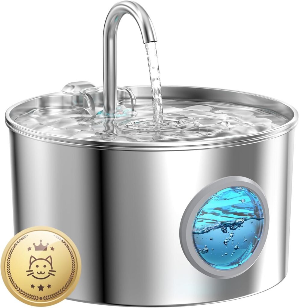 Cat Water Fountain Stainless Steel: 74oz/2.2L Cat Fountain for Drinking - Pet Water Fountain for Cats Inside - Quiet Cats Water Bowl Dispenser - Kitty Drinking Fountains - for Pets Small Animals Cat Water Fountain Stainless Steel: 74oz/2.2L Cat Fountain for Drinking - Pet Water Fountain for Cats Inside - Quiet Cats Water Bowl Dispenser - Kitty Drinking Fountains - for Pets Small Animals