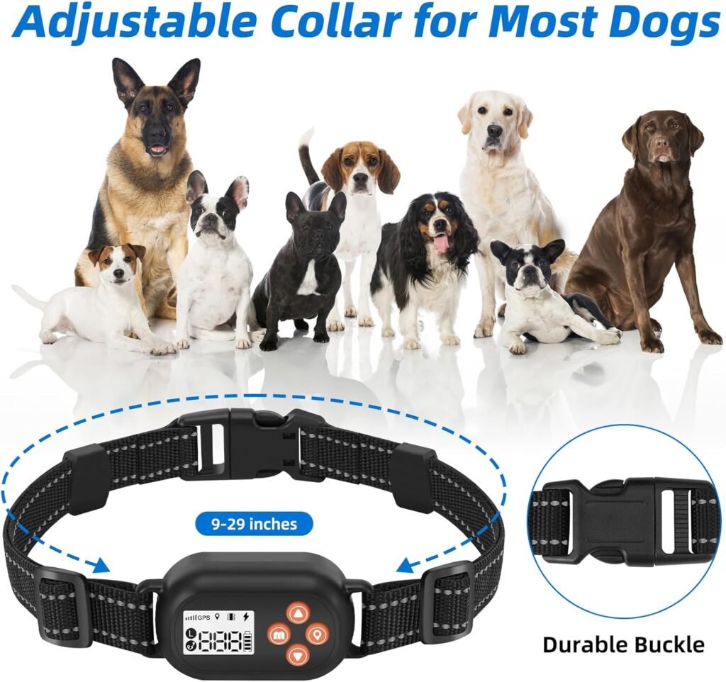 GPS Wireless Dog Fence, Electric Pet Fence System, IPX6 Waterproof Collar, Beep Vibration Shock Correction, for Dogs Over 18 Lbs