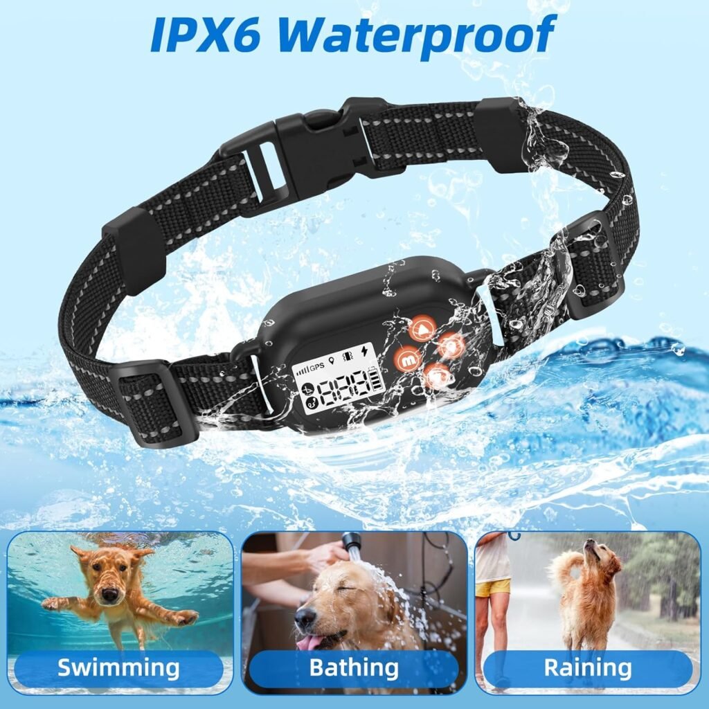 GPS Wireless Dog Fence, Electric Pet Fence System, IPX6 Waterproof Collar, Beep Vibration Shock Correction, for Dogs Over 18 Lbs
