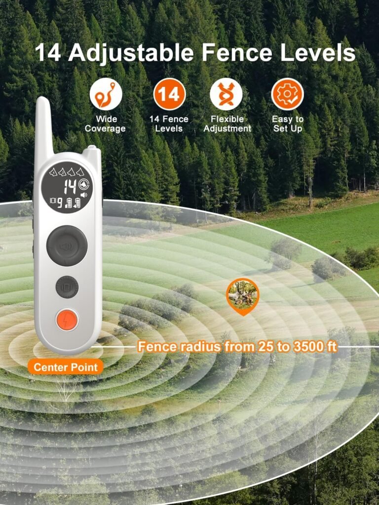 MIMOFPET Wireless Dog Fence System for 2 Dogs - Up to 3500ft Adjustable Electric Fence,Waterproof Training Collar Rechargeable,Pet Containment System for Large Medium Dogs