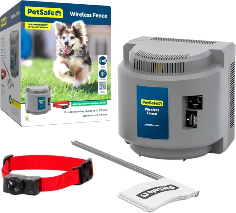 Petsafe wireless pet containment system original wireless electric fence for dogs covers up to 12 acre for pets 8lb
