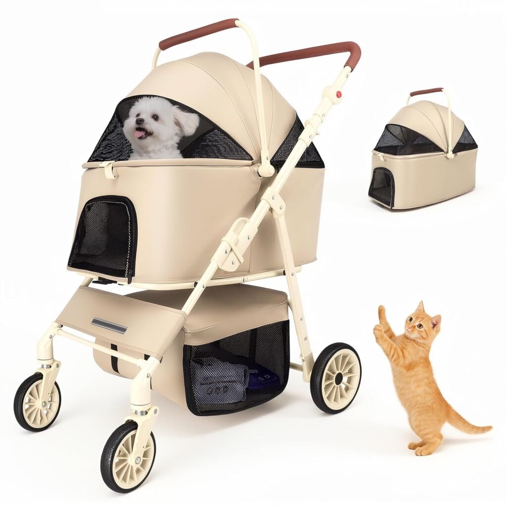 Dog Cat Stroller for Small Medium Pets up to lbs, Foldable Pet Stroller with Detachable Carrier, Swivel Wheels, Adjustable Handle Canopy Dog Cat Stroller for Small Medium Pets up to lbs, Foldable Pet Stroller with Detachable Carrier, Swivel Wheels, Adjustable Handle Canopy