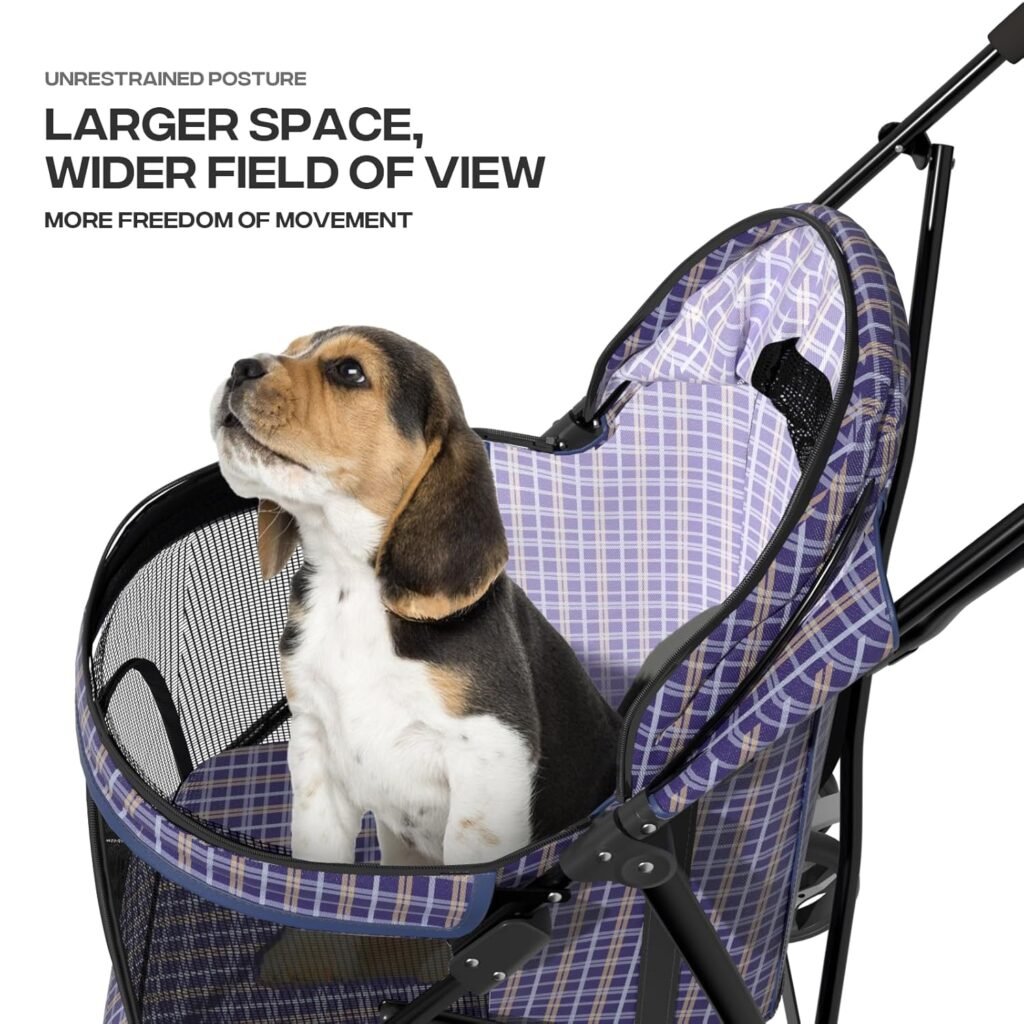 Dog Stroller for Small Dogs lbs -22lbs Puppy Stroller Medium Dog Wagon Small Pet Stroller for Cats, Cat Strollers for Cats, Rear Storage, Plaid