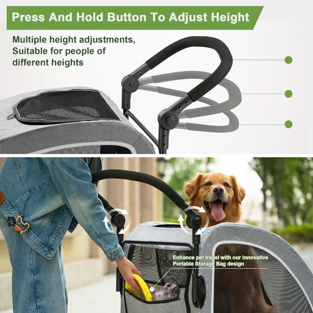 Large Dog Stroller - Dual Entry Safety Folding Pet Stroller with Adjustable Handle, All-Terrain 4-Wheel, lbs Weight Capacity for Travel Outdoor Adventures - Gray Large Dog Stroller - Dual Entry Safety Folding Pet Stroller with Adjustable Handle, All-Terrain 4-Wheel, lbs Weight Capacity for Travel Outdoor Adventures - Gray