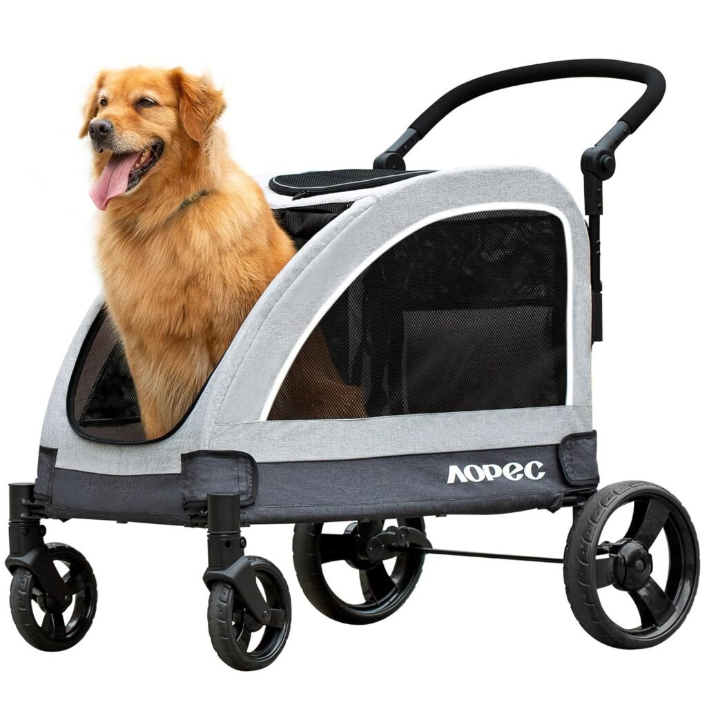 Large Dog Stroller - Dual Entry Safety Folding Pet Stroller with Adjustable Handle, All-Terrain 4-Wheel, lbs Weight Capacity for Travel Outdoor Adventures - Gray Large Dog Stroller - Dual Entry Safety Folding Pet Stroller with Adjustable Handle, All-Terrain 4-Wheel, lbs Weight Capacity for Travel Outdoor Adventures - Gray
